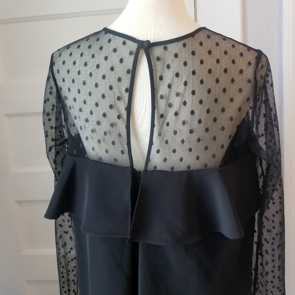 NWOT Milly Black Sophie Illusion Dot Dress, Size 10 - Picture 10 of 16